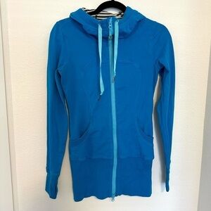 Lululemon Full Zip Scuba Jacket Hooded Blue Side Pockets Size 4 Women’s Y2K